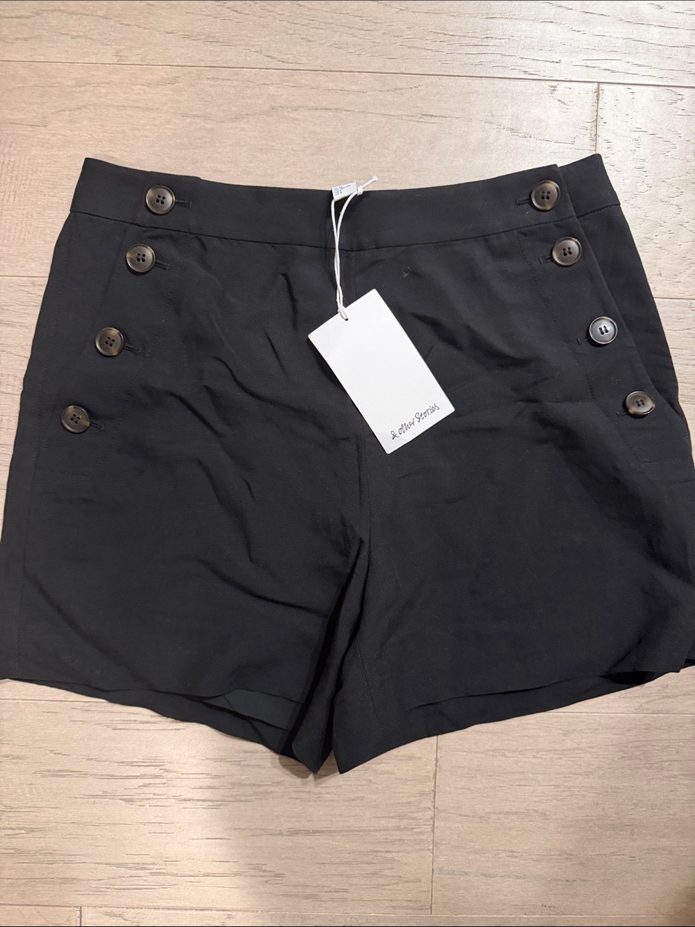 & Other Stories Black Buttoned Sailor Shorts